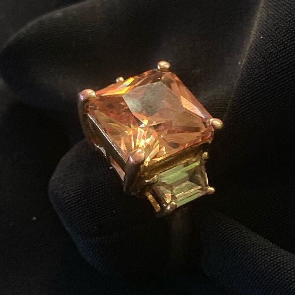 Pretty in Peach CZ cocktail ring size 7 - Picture 2 of 8